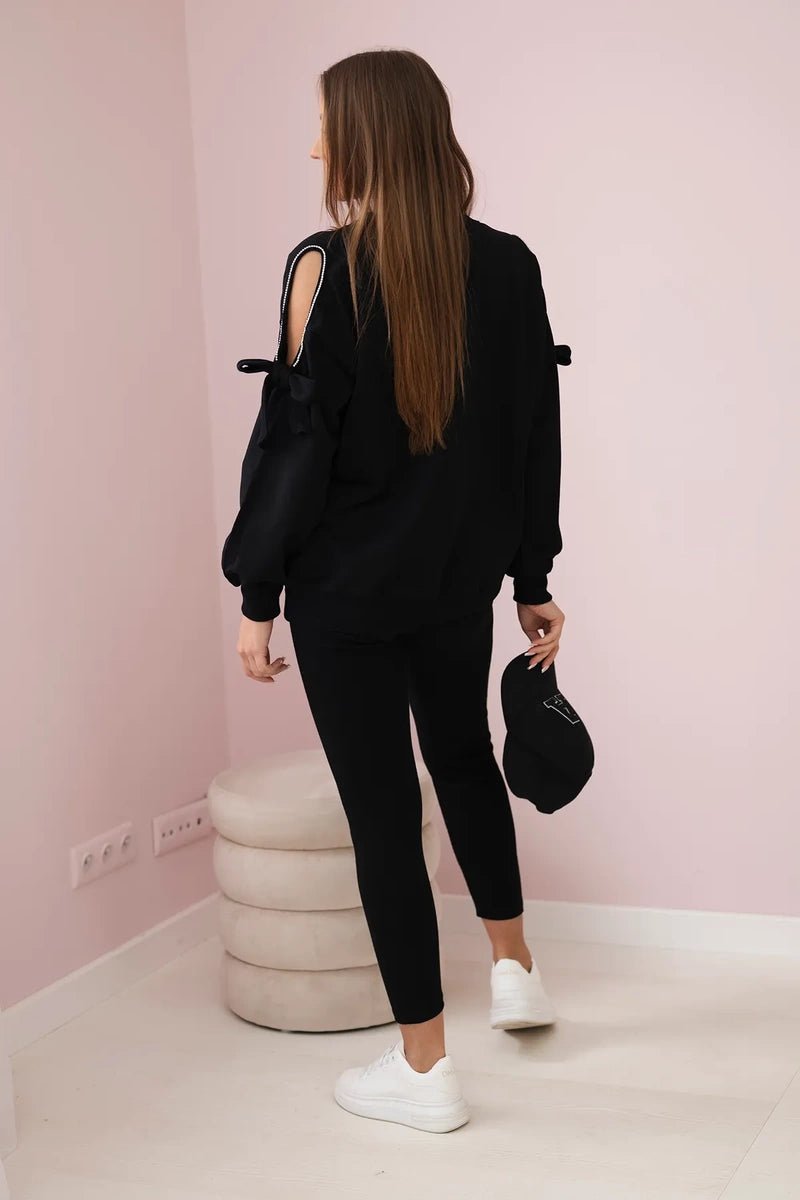 Set of sweatshirt and leggings 9801 / – Black цвет / color | Lexline Fashion