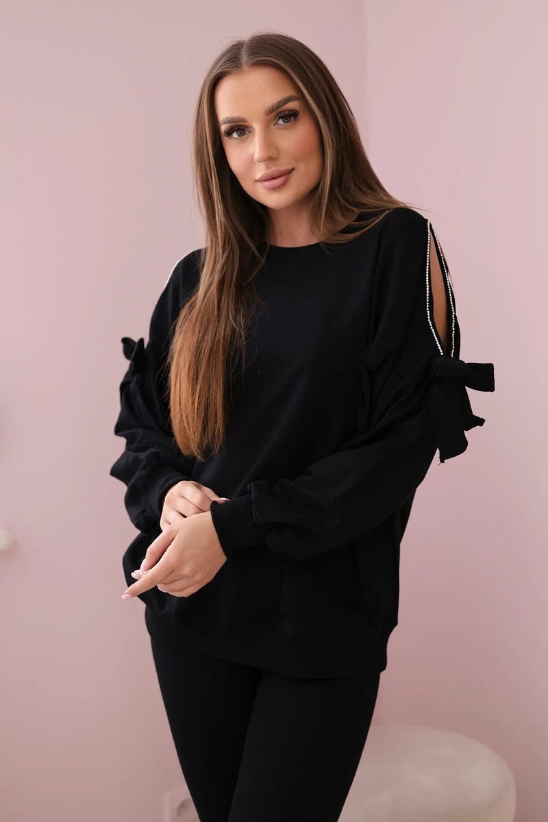 Set of sweatshirt and leggings 9801 / – Black цвет / color | Lexline Fashion