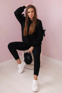 Set of sweatshirt and leggings 9801 / – Black цвет / color | Lexline Fashion