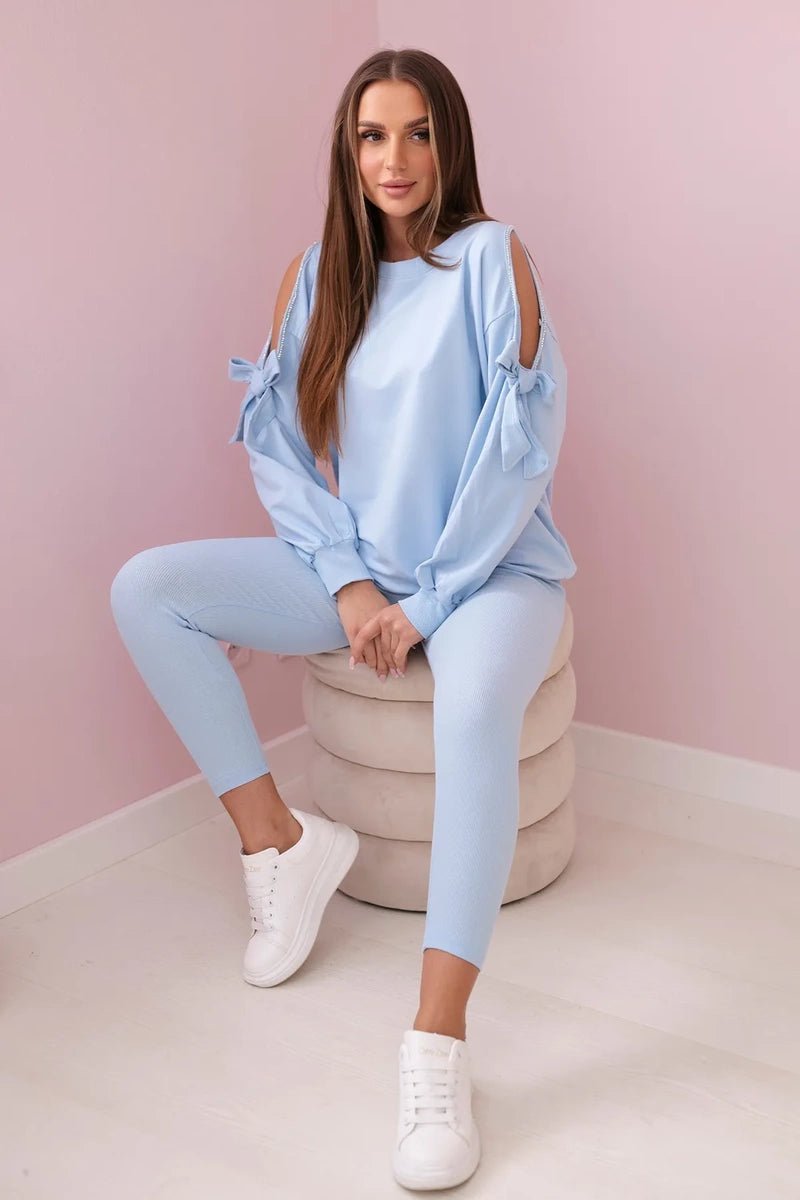 Set of sweatshirt and leggings 9801 / – Blue цвет / color | Lexline Fashion