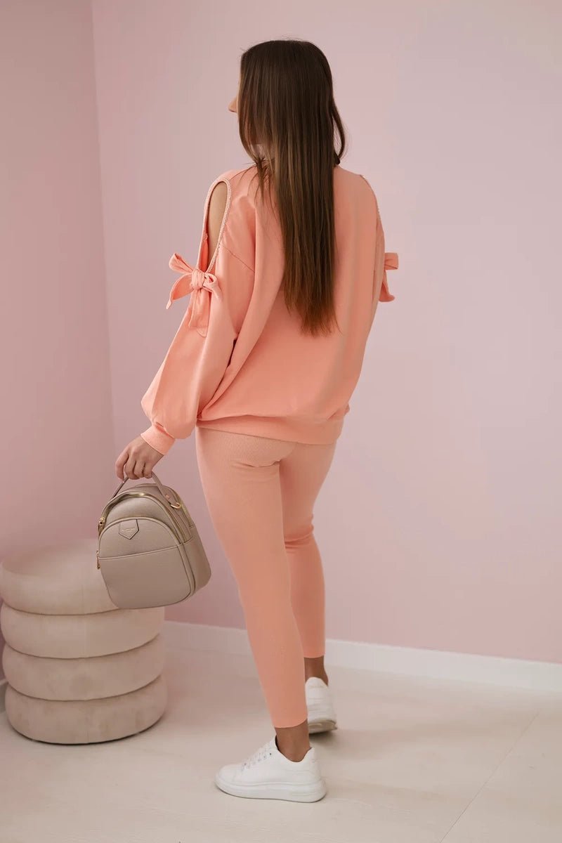 Set of sweatshirt and leggings 9801 / – Salmon цвет / color | Lexline Fashion