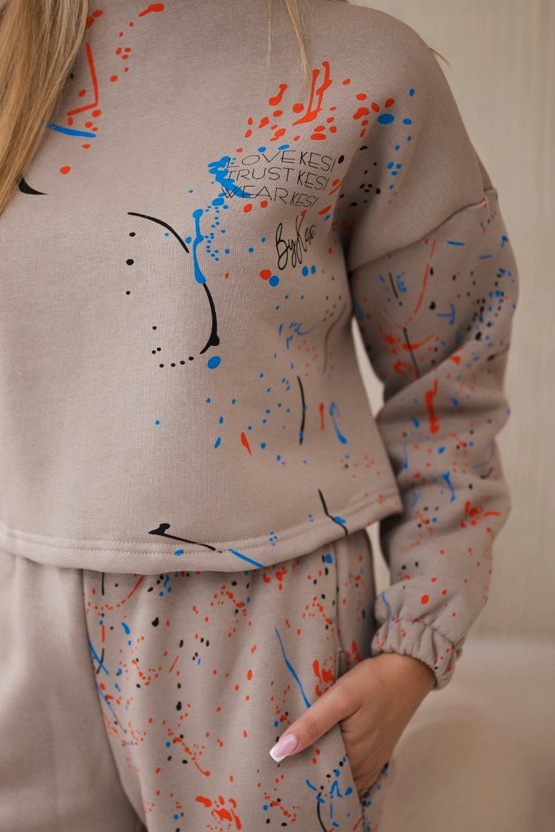 Set of Sweatshirt and Pants 9330 / – Dark || beige цвет / color | Lexline Fashion