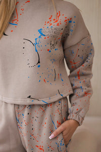 Set of Sweatshirt and Pants 9330 / – Dark || beige цвет / color | Lexline Fashion