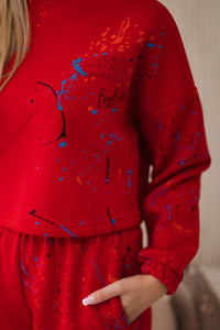 Set of Sweatshirt and Pants 9330 / – Red цвет / color | Lexline Fashion