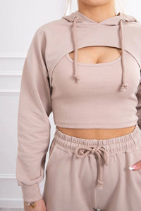 Set of Sweatshirt, Blouse and Pants 9343 / – Beige цвет / color | Lexline Fashion