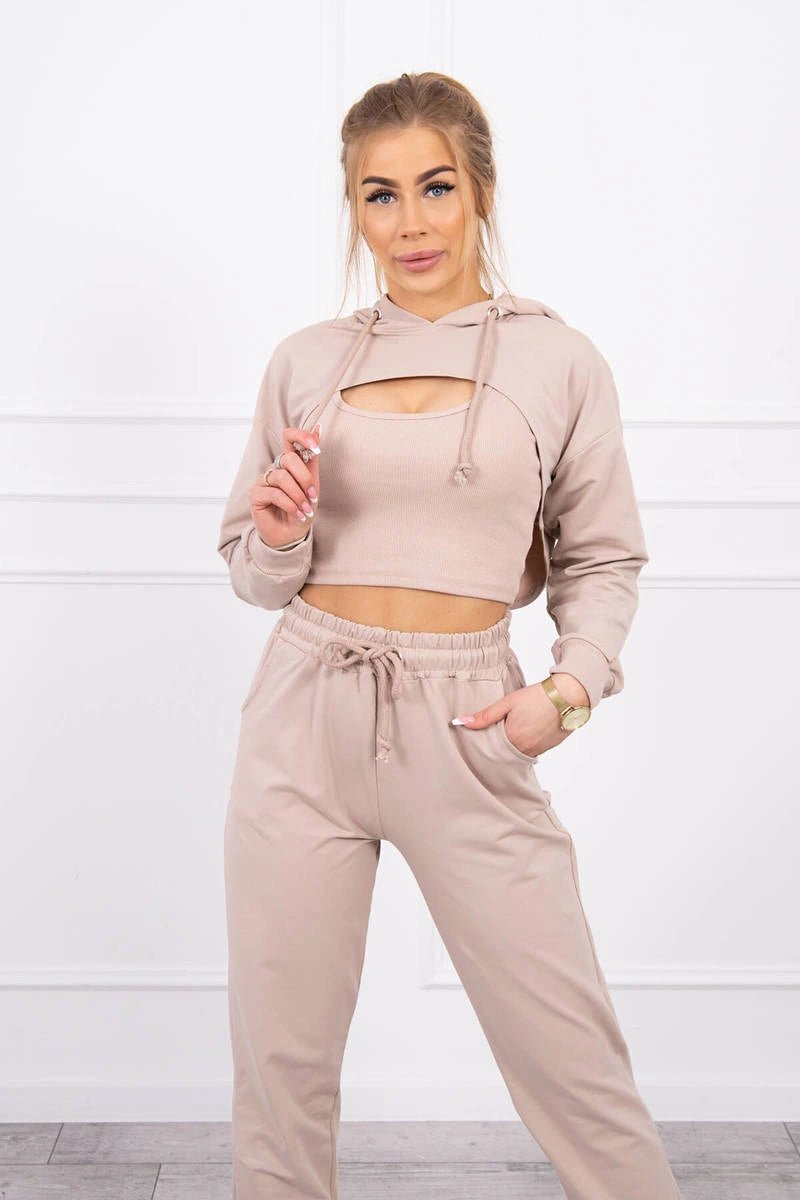 Set of Sweatshirt, Blouse and Pants 9343 / – Beige цвет / color | Lexline Fashion