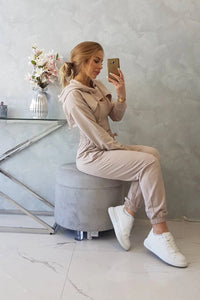 Set of Sweatshirt, Blouse and Pants 9343 / – Beige цвет / color | Lexline Fashion