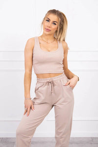 Set of Sweatshirt, Blouse and Pants 9343 / – Beige цвет / color | Lexline Fashion