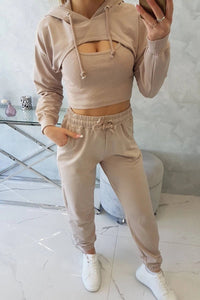 Set of Sweatshirt, Blouse and Pants 9343 / – Beige цвет / color | Lexline Fashion
