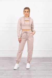 Set of Sweatshirt, Blouse and Pants 9343 / – Beige цвет / color | Lexline Fashion
