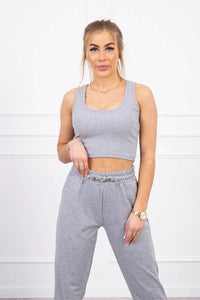Set of Sweatshirt, Blouse and Pants 9343 / – Gray цвет / color | Lexline Fashion