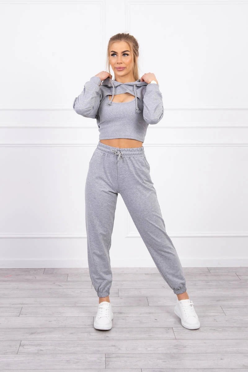 Set of Sweatshirt, Blouse and Pants 9343 / – Gray цвет / color | Lexline Fashion