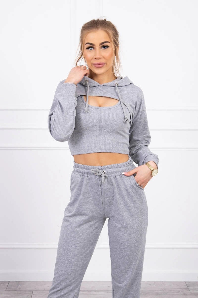 Set of Sweatshirt, Blouse and Pants 9343 / – Gray цвет / color | Lexline Fashion