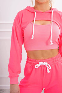 Set of Sweatshirt, Blouse and Pants 9343 / – Pink Neon цвет / color | Lexline Fashion