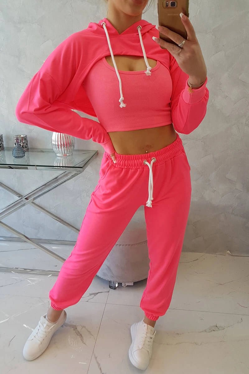Set of Sweatshirt, Blouse and Pants 9343 / – Pink Neon цвет / color | Lexline Fashion
