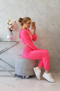 Set of Sweatshirt, Blouse and Pants 9343 / – Pink Neon цвет / color | Lexline Fashion