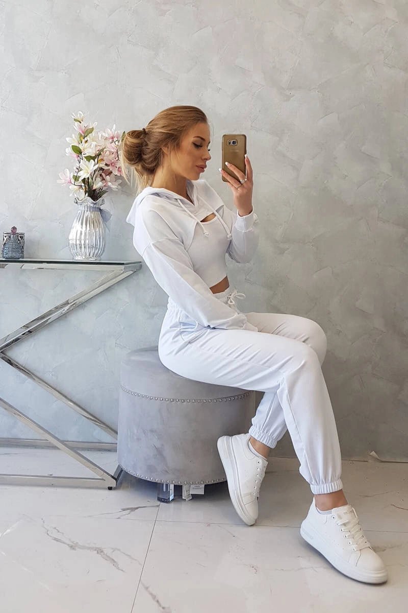 Set of Sweatshirt, Blouse and Pants 9343 / – White цвет / color | Lexline Fashion