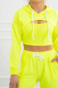 Set of Sweatshirt, Blouse and Pants 9343 / – Yellow || Neon цвет / color | Lexline Fashion