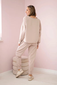Set of sweatshirt + pants 9456 / – Beige цвет / color | Lexline Fashion