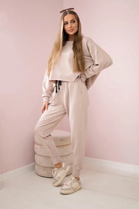Set of sweatshirt + pants 9456 / – Beige цвет / color | Lexline Fashion
