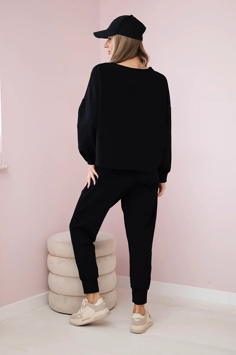 Set of sweatshirt + pants 9456 / – Black цвет / color | Lexline Fashion