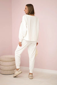 Set of sweatshirt + pants 9456 / – Ecru цвет / color | Lexline Fashion
