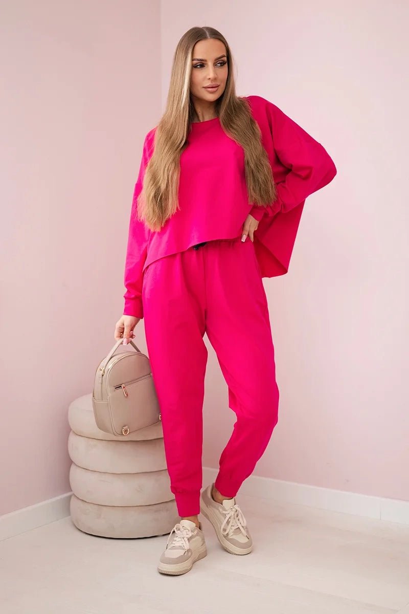 Set of sweatshirt + pants 9456 / – Fuchsia цвет / color | Lexline Fashion