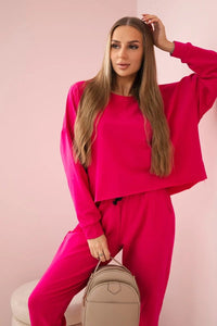 Set of sweatshirt + pants 9456 / – Fuchsia цвет / color | Lexline Fashion