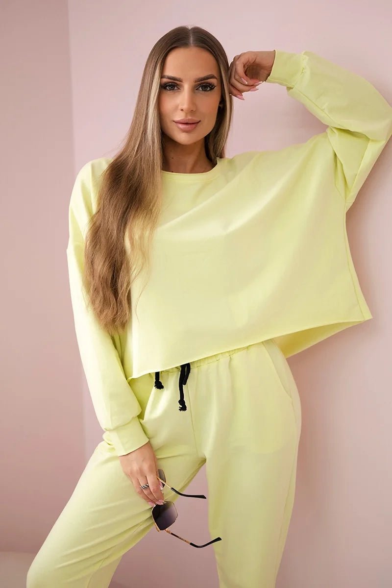 Set of sweatshirt + pants 9456 / – Yellow цвет / color | Lexline Fashion