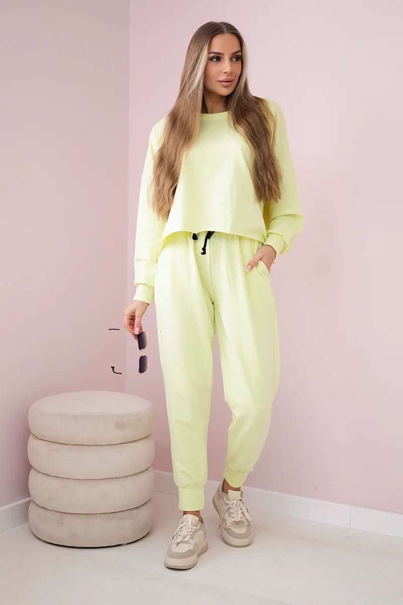 Set of sweatshirt + pants 9456 / – Yellow цвет / color | Lexline Fashion