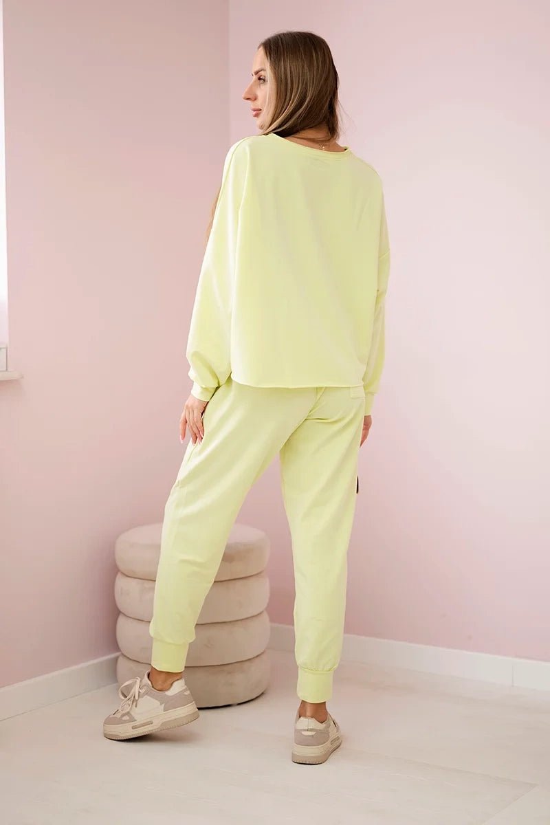 Set of sweatshirt + pants 9456 / – Yellow цвет / color | Lexline Fashion