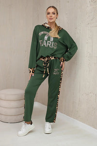 Set of sweatshirt + pants ART19757 / – Khaki цвет / color | Lexline Fashion