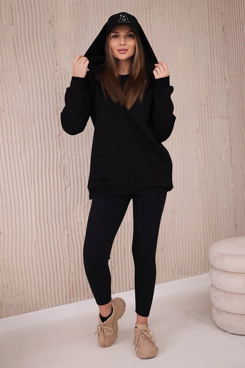 Set of sweatshirt, top and leggings 9446 / – Black цвет / color | Lexline Fashion