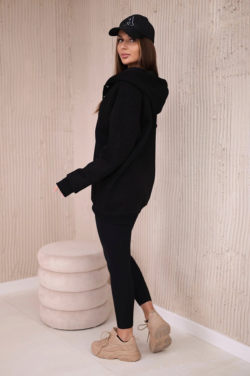 Set of sweatshirt, top and leggings 9446 / – Black цвет / color | Lexline Fashion