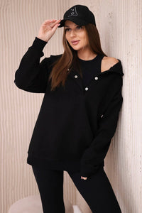 Set of sweatshirt, top and leggings 9446 / – Black цвет / color | Lexline Fashion