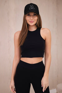 Set of sweatshirt, top and leggings 9446 / – Black цвет / color | Lexline Fashion