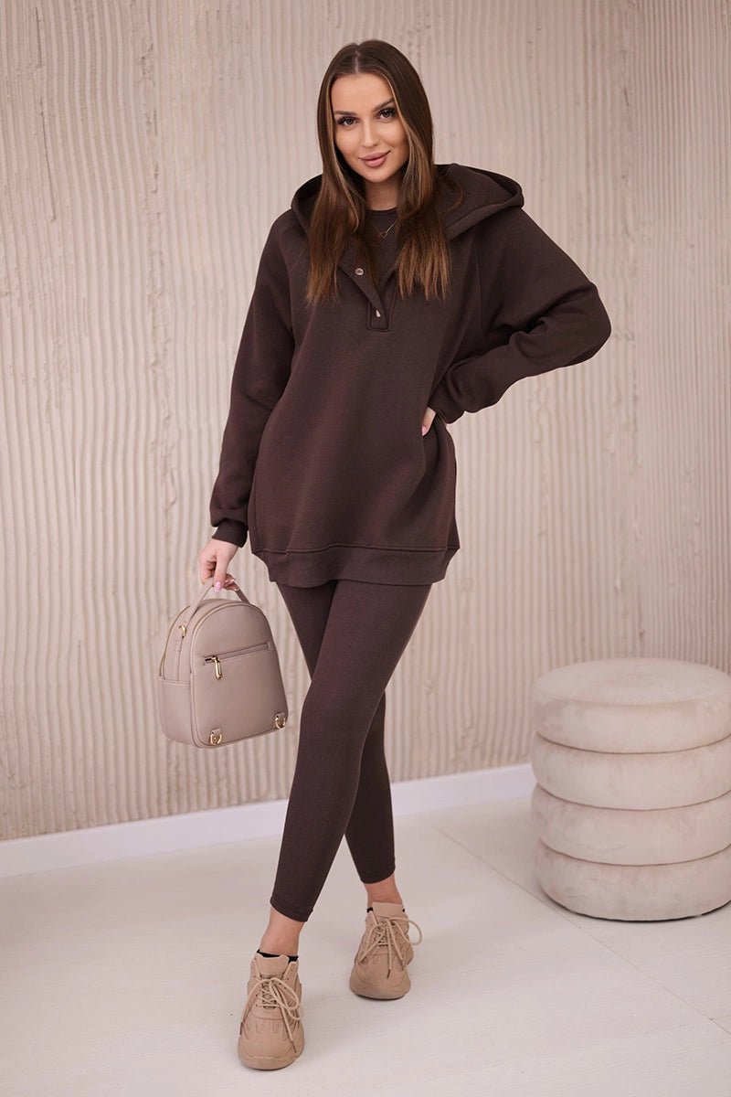 Set of sweatshirt, top and leggings 9446 / – Brown цвет / color | Lexline Fashion