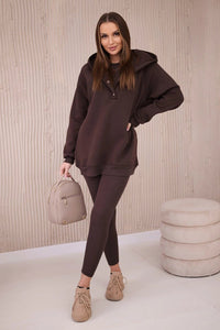 Set of sweatshirt, top and leggings 9446 / – Brown цвет / color | Lexline Fashion