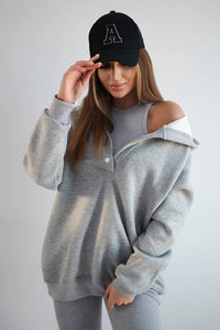 Set of sweatshirt, top and leggings 9446 / – Gray цвет / color | Lexline Fashion