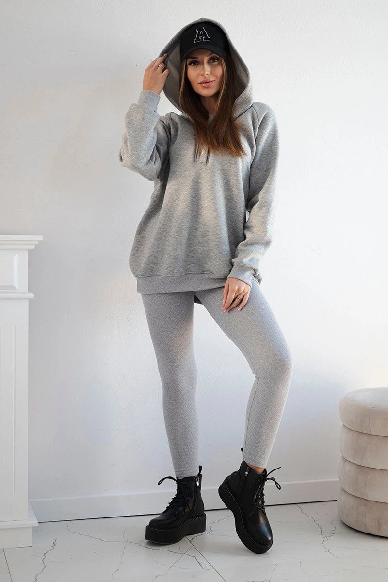 Set of sweatshirt, top and leggings 9446 / – Gray цвет / color | Lexline Fashion