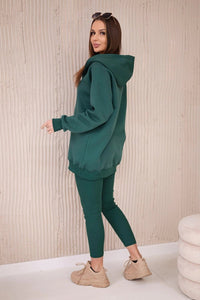 Set of sweatshirt, top and leggings 9446 / – Green || Dark цвет / color | Lexline Fashion