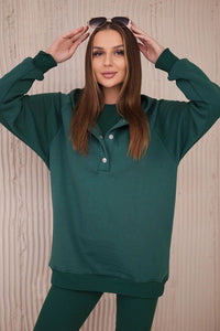 Set of sweatshirt, top and leggings 9446 / – Green || Dark цвет / color | Lexline Fashion