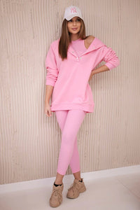 Set of sweatshirt, top and leggings 9446 / – Pink || Light цвет / color | Lexline Fashion