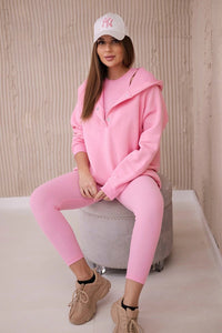Set of sweatshirt, top and leggings 9446 / – Pink || Light цвет / color | Lexline Fashion