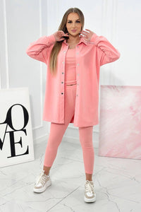 Set of sweatshirt, top and leggings 9452 / – Apricot цвет / color | Lexline Fashion