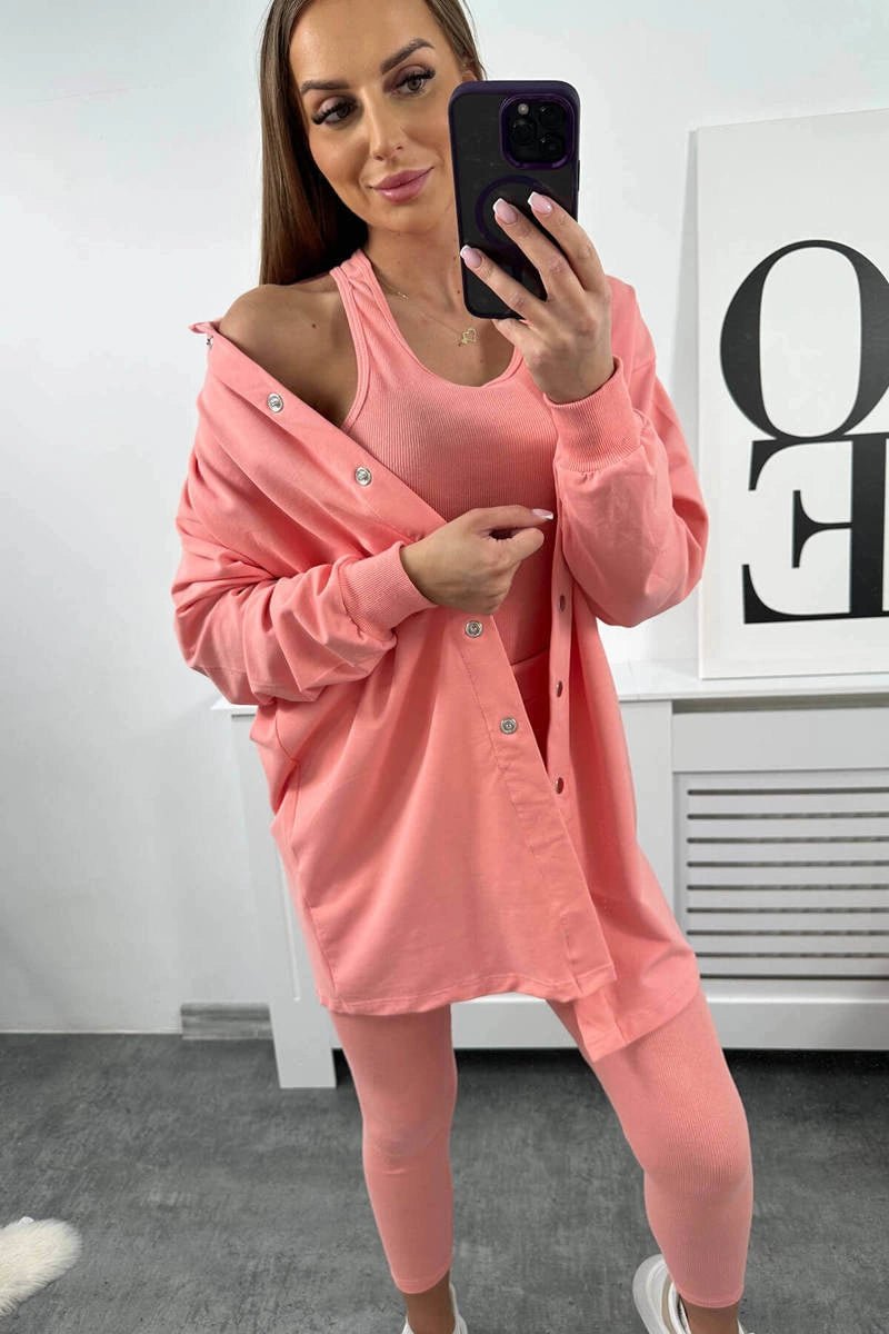 Set of sweatshirt, top and leggings 9452 / – Apricot цвет / color | Lexline Fashion