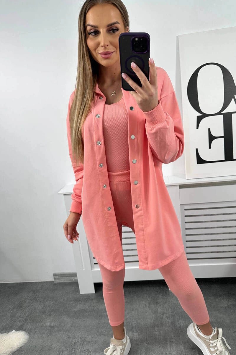 Set of sweatshirt, top and leggings 9452 / – Apricot цвет / color | Lexline Fashion