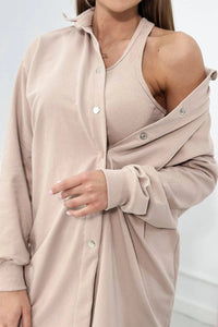 Set of sweatshirt, top and leggings 9452 / – Beige цвет / color | Lexline Fashion