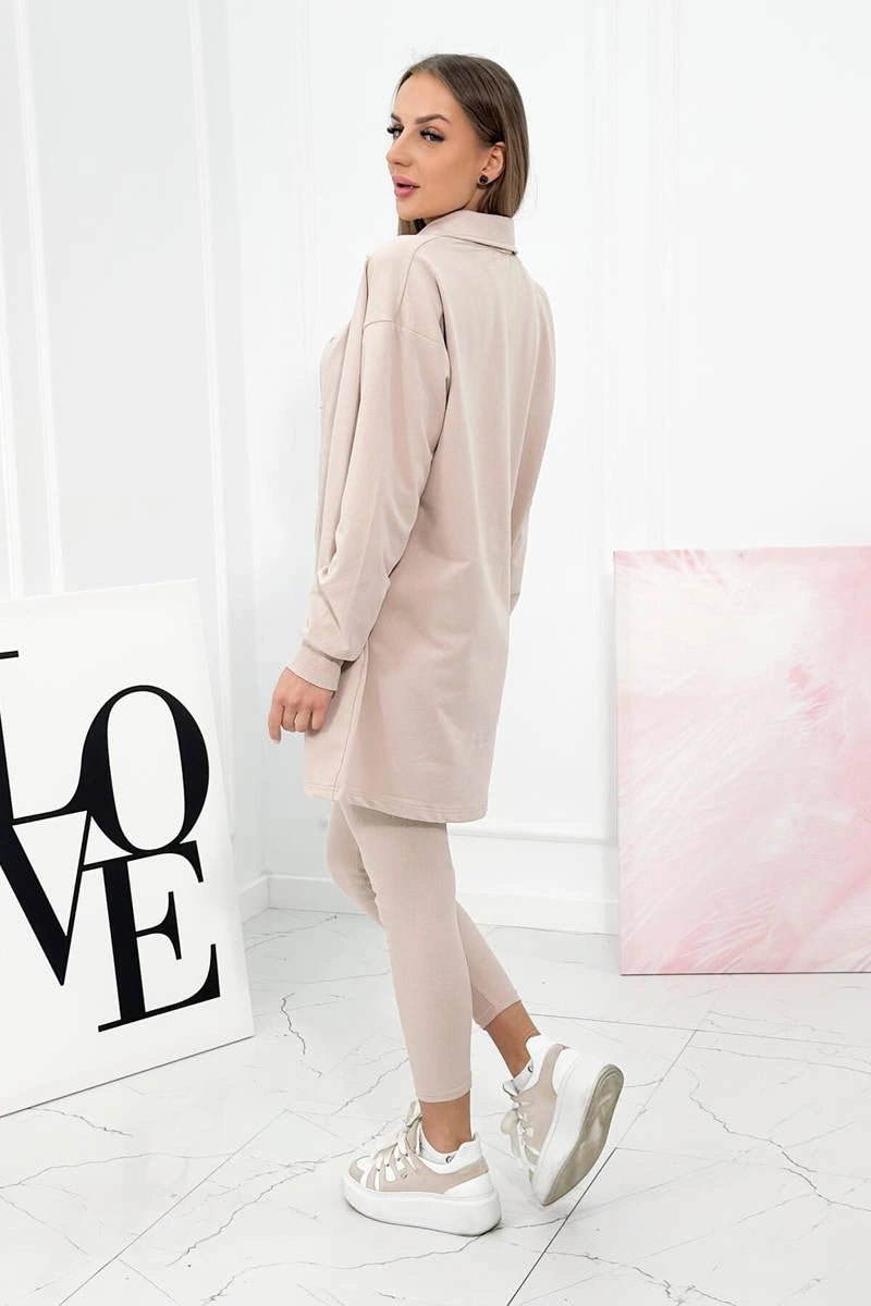 Set of sweatshirt, top and leggings 9452 / – Beige цвет / color | Lexline Fashion