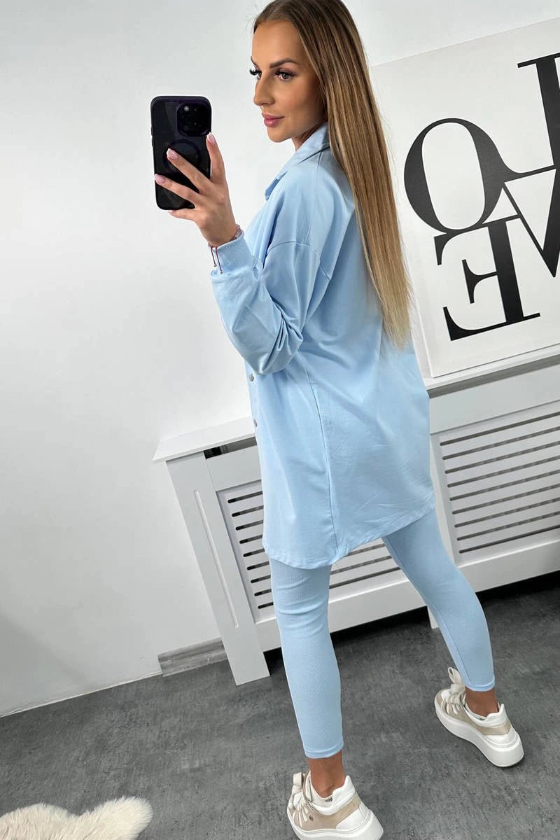 Set of sweatshirt, top and leggings 9452 / – Blue цвет / color | Lexline Fashion